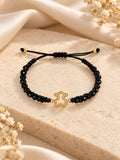 Genuine 14k Gold Bracelet - Black Beads