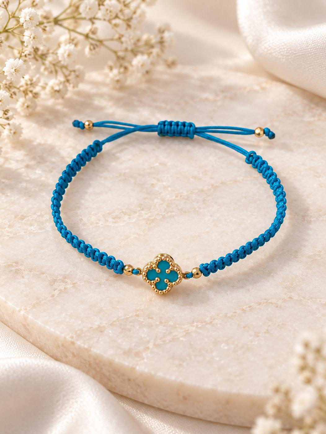 Genuine 14k Gold Bracelet - Turquoise Cord